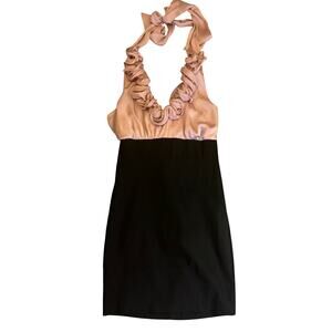 Have & Have Blush Rosette Halter top Mini Dress Y2K Size M Can also fit S